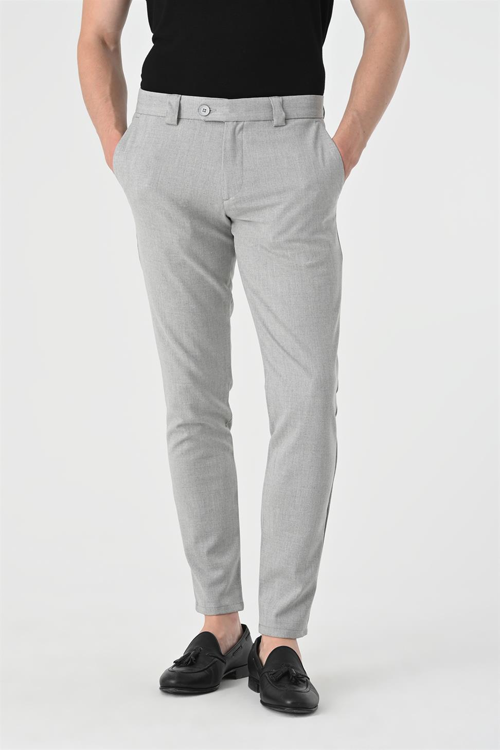 Antioch Açık Gri Erkek Aksesuar Detaylı Slim Fit Pantolon
