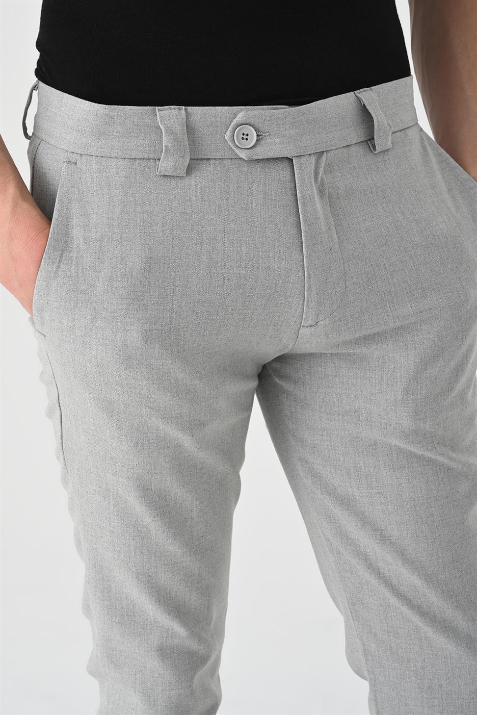 Antioch Açık Gri Erkek Aksesuar Detaylı Slim Fit Pantolon