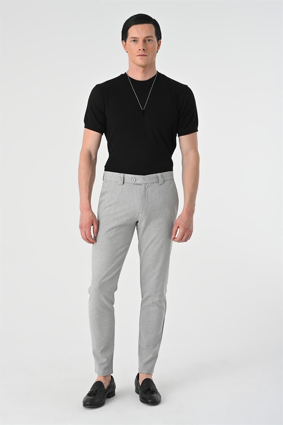 Antioch Açık Gri Erkek Aksesuar Detaylı Slim Fit Pantolon