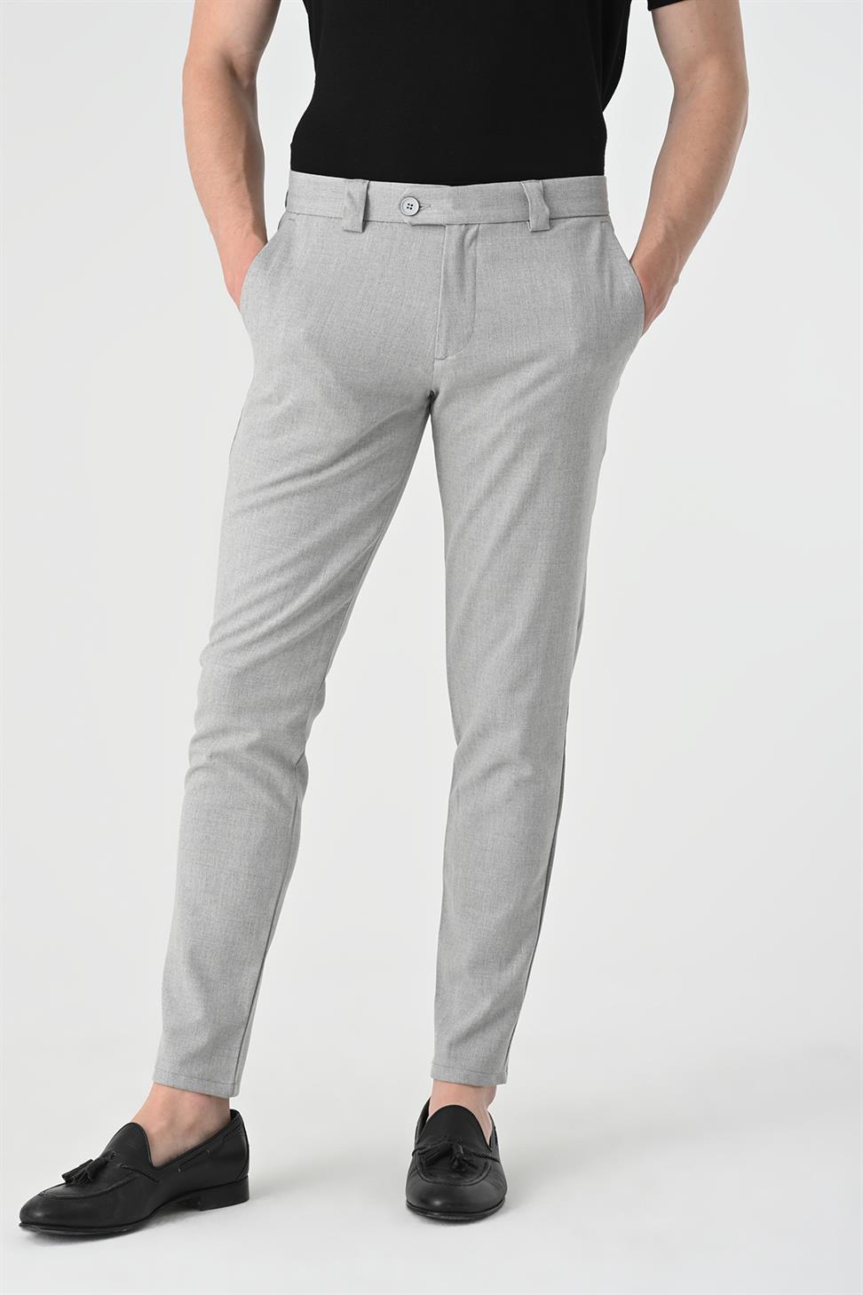 Antioch Açık Gri Erkek Aksesuar Detaylı Slim Fit Pantolon