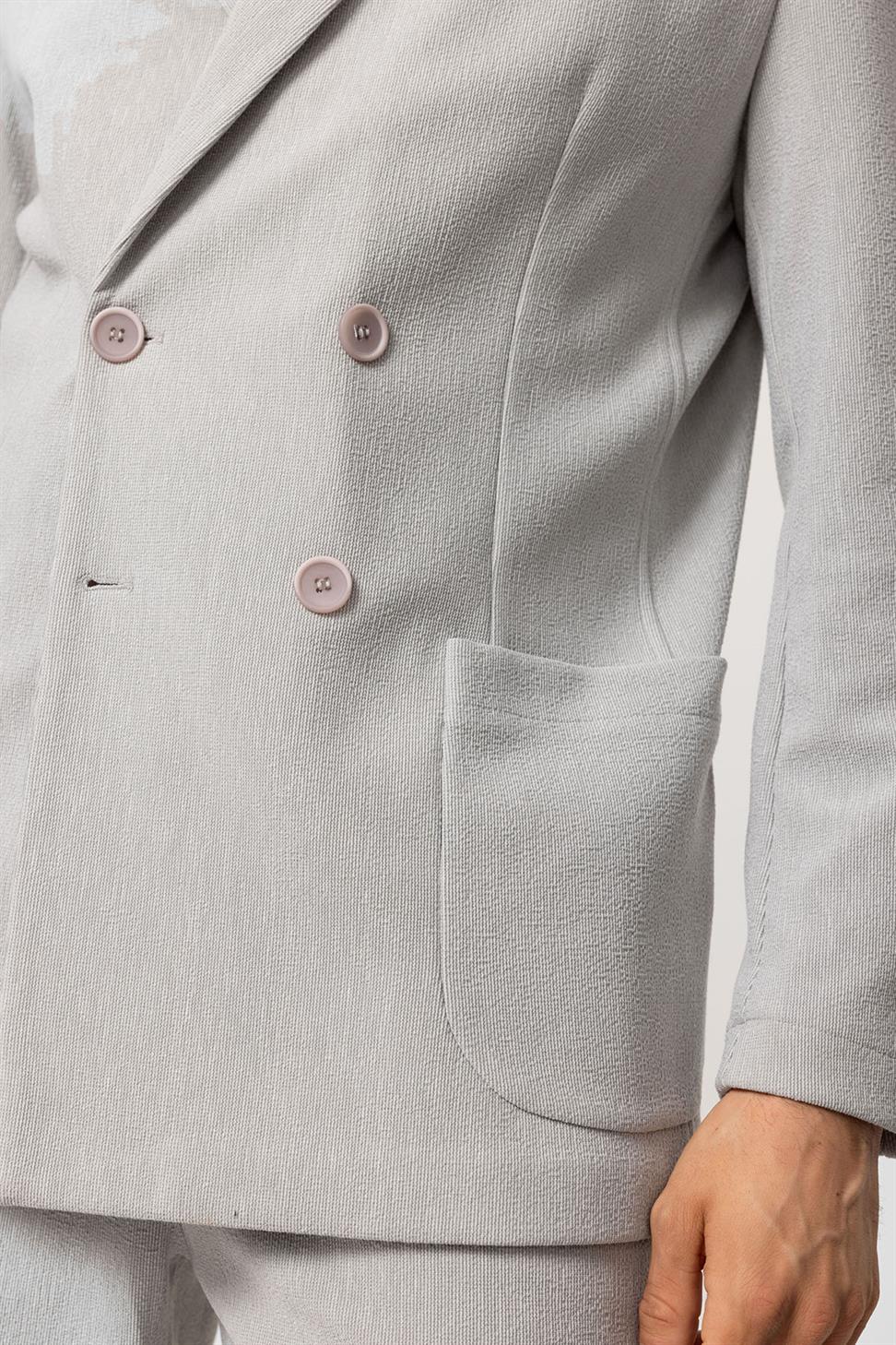 بدلة رجالية بإغلاق مزدوج الصدر بقصة مريحة للرجال