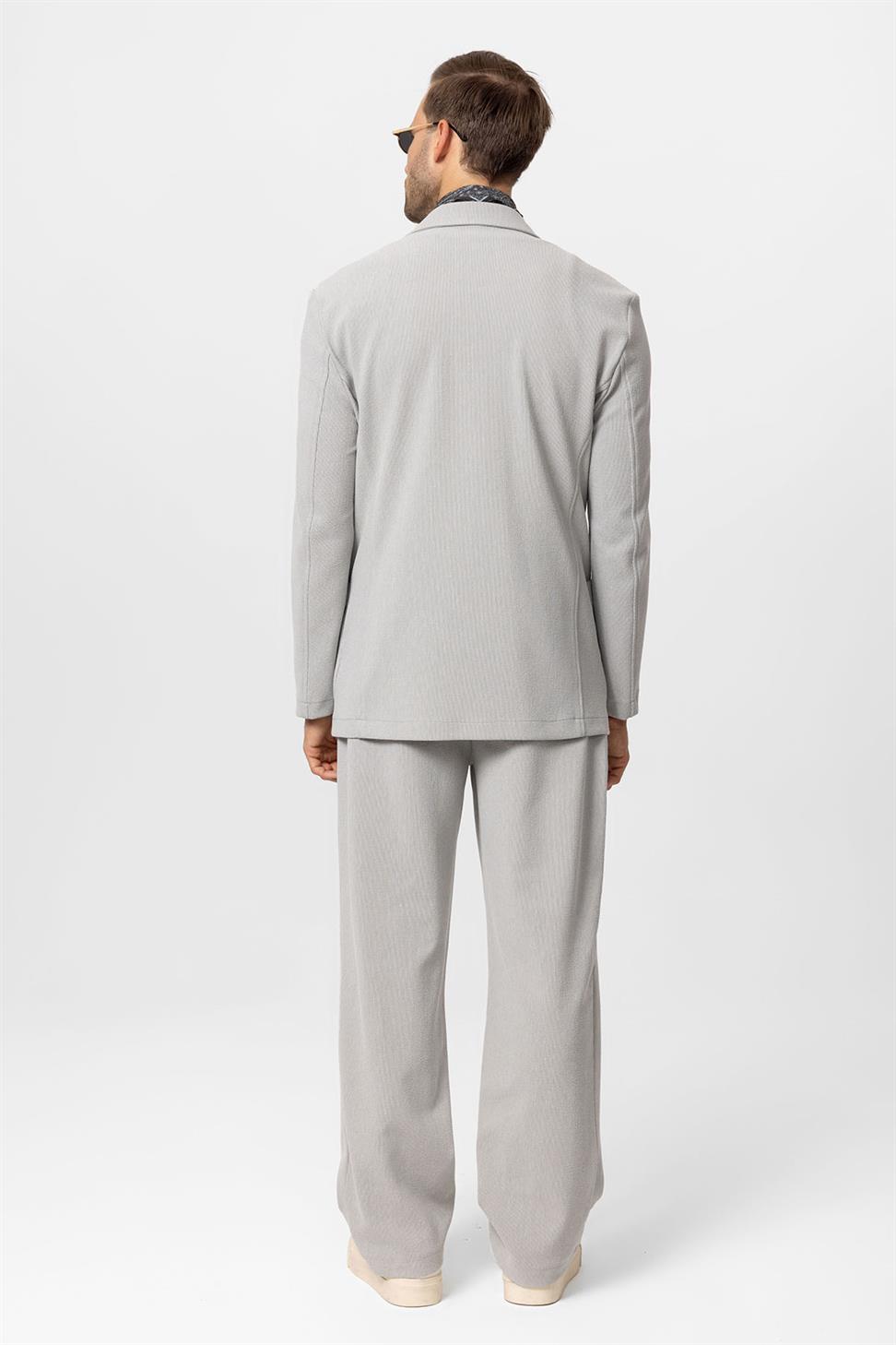 بدلة رجالية بإغلاق مزدوج الصدر بقصة مريحة للرجال