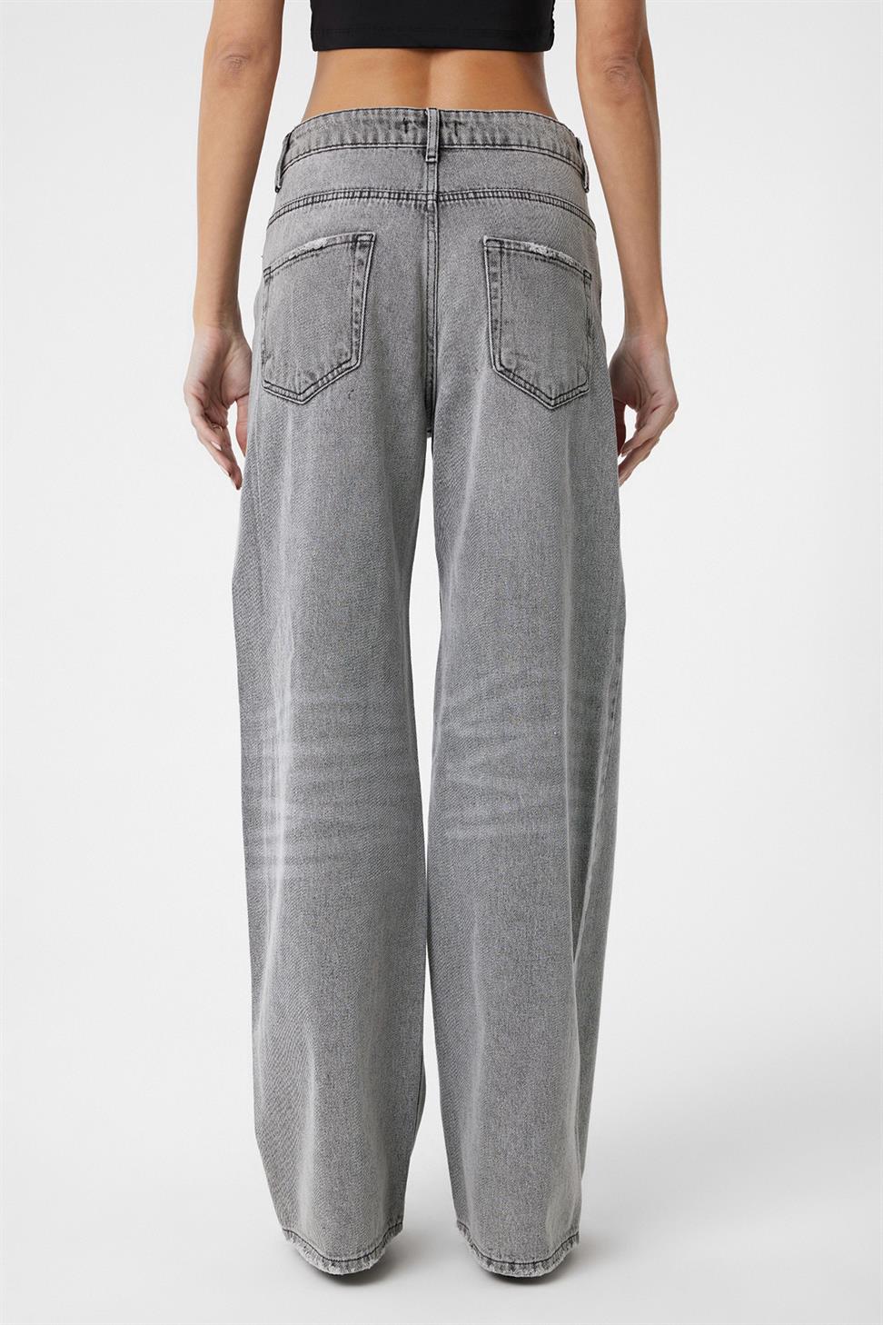 Antioch Açık Gri Yüksek Bel Kadın Jean