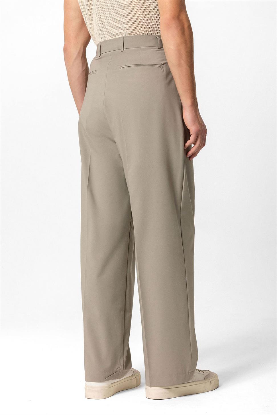 بنطلون قماشي فضفاض عالي الخصر للرجال