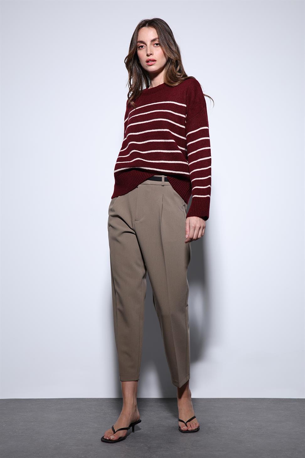 Antioch Açık Haki Pensli Kadın Pantolon