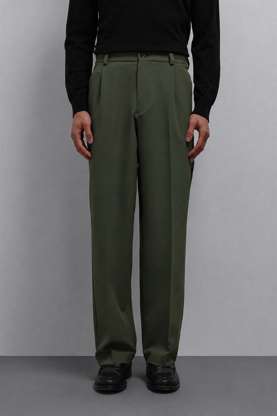 Antioch Açık Haki Relax Fit Baggy Pilili Erkek Pantolon