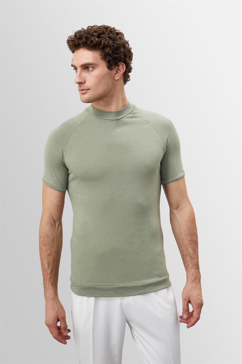 Antioch Açık Haki Slim Fit Bisiklet Yaka Erkek T-Shirt