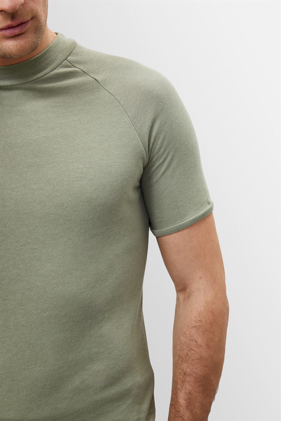 Antioch Açık Haki Slim Fit Bisiklet Yaka Erkek T-Shirt