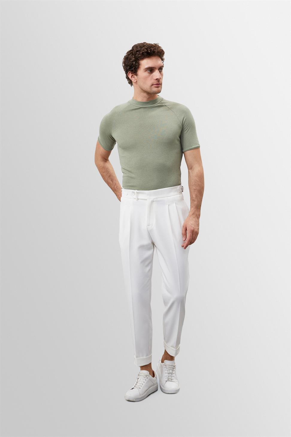 Antioch Açık Haki Slim Fit Bisiklet Yaka Erkek T-Shirt