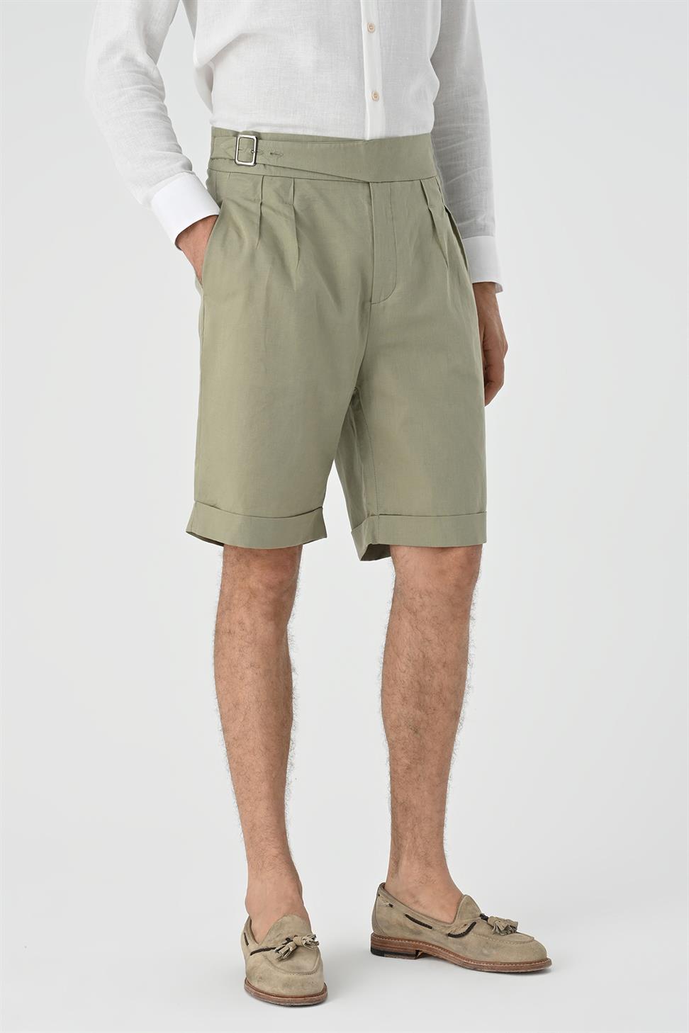 Antioch Açık Haki Toka Detaylı Pileli Erkek Şort