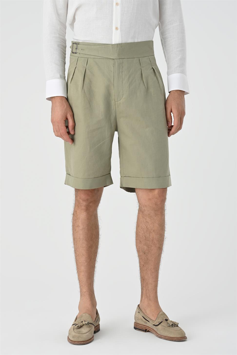 Antioch Açık Haki Toka Detaylı Pileli Erkek Şort