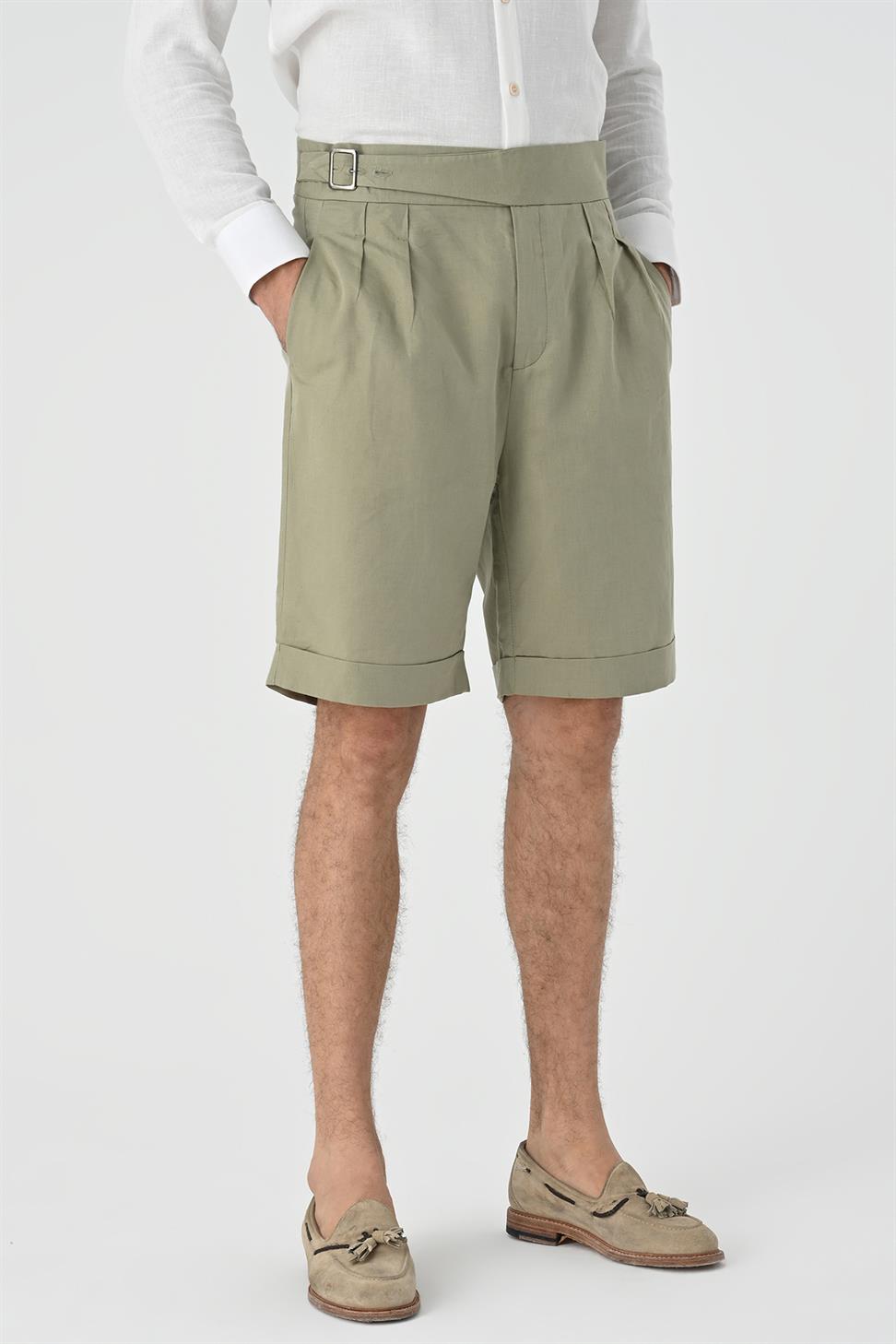 Antioch Açık Haki Toka Detaylı Pileli Erkek Şort