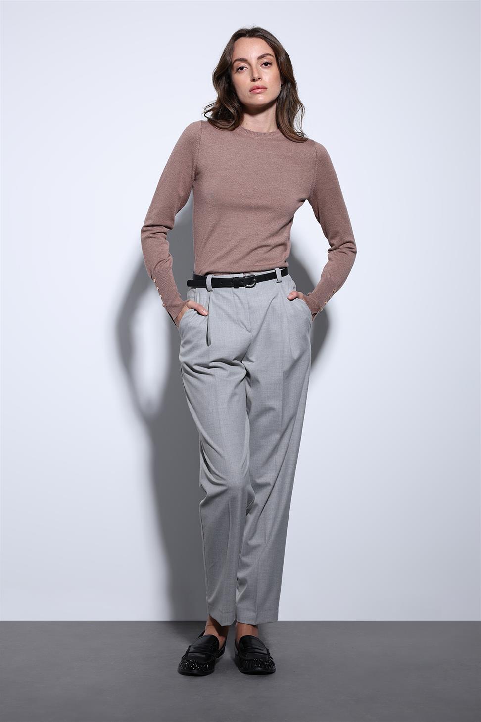 Antioch Açık Kahve Basic Kadın Triko Kazak