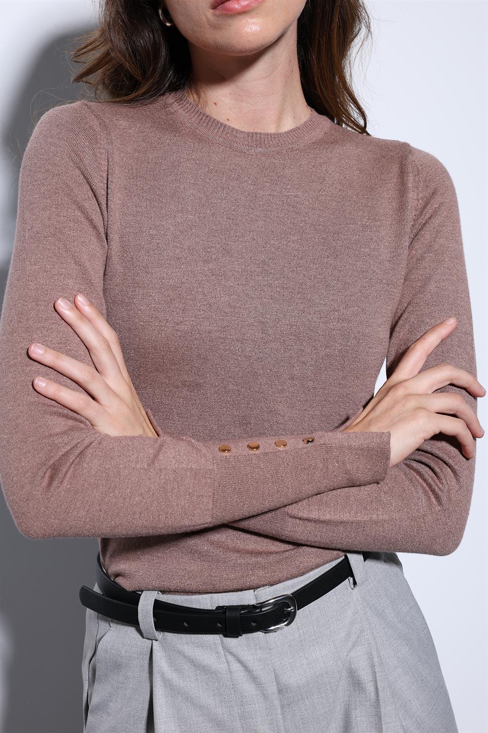 Antioch Açık Kahve Basic Kadın Triko Kazak