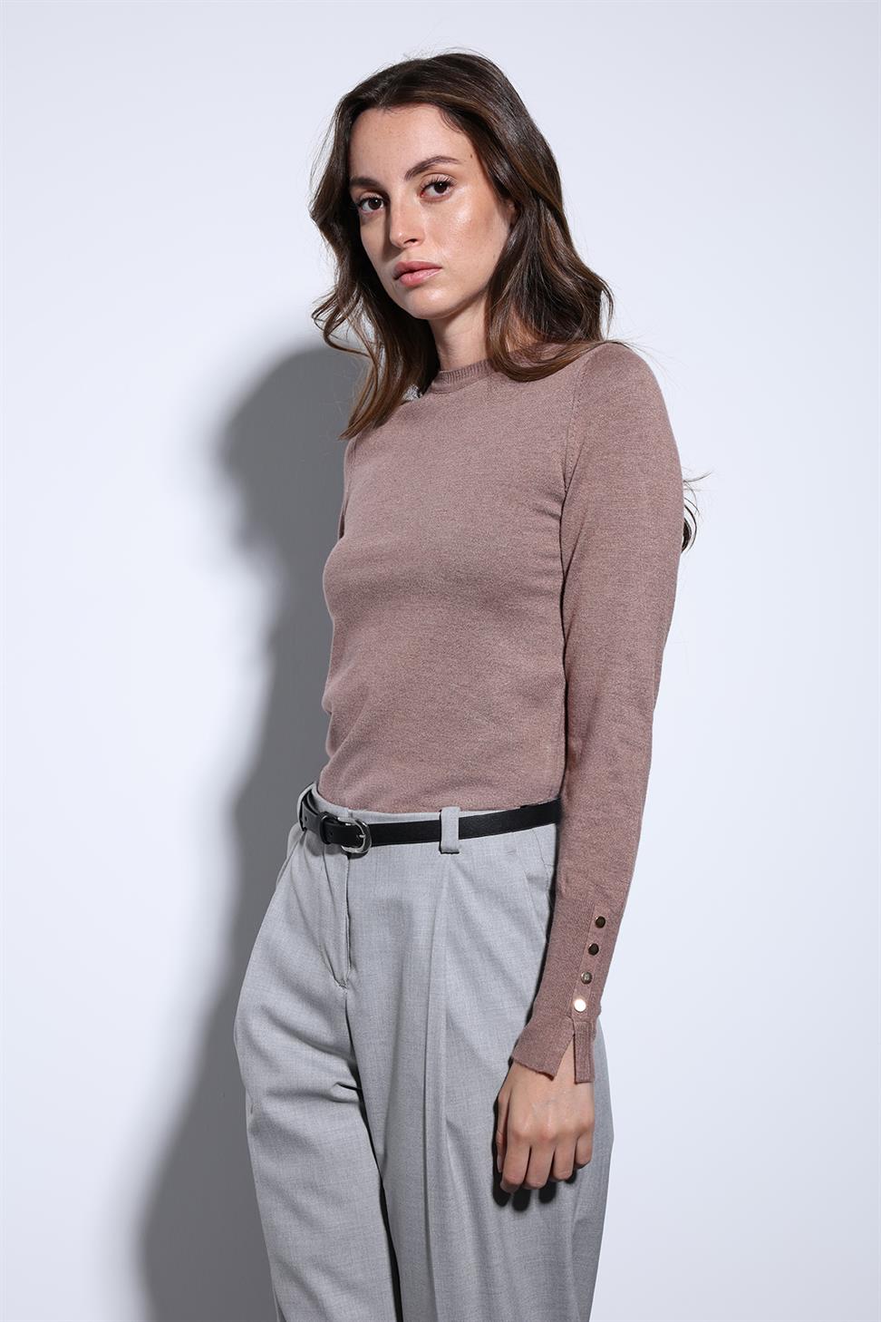 Antioch Açık Kahve Basic Kadın Triko Kazak