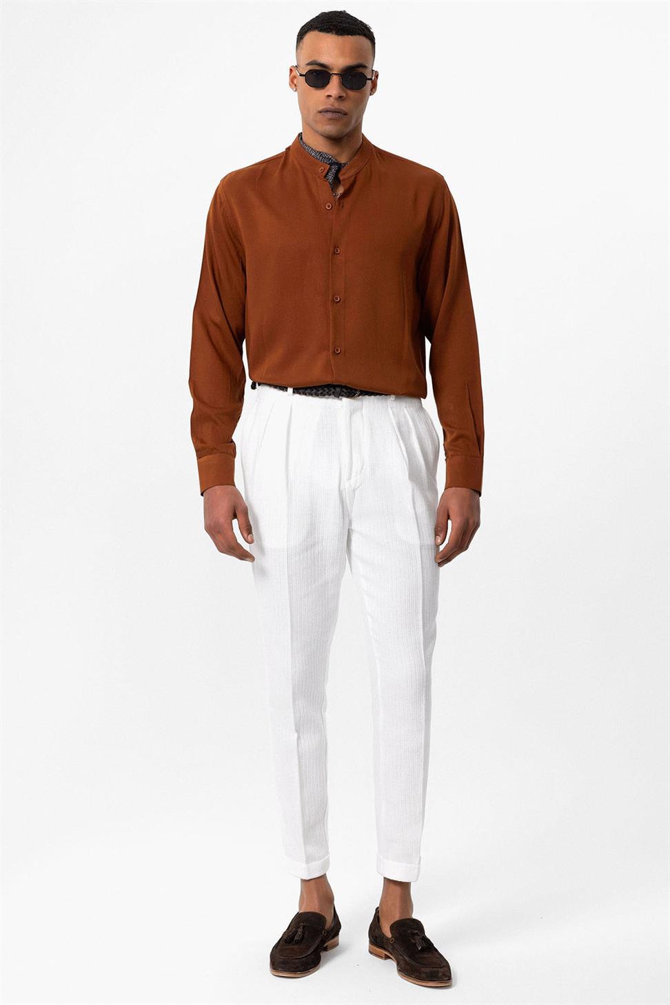 قميص رجالي بياقة القاضي بياقة عادية