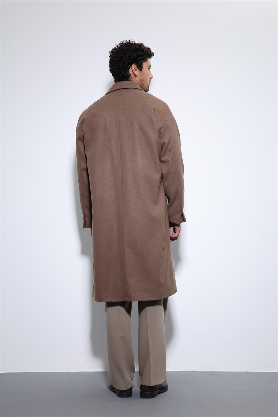 Antioch Açık Kahve Kuşaklı Oversize Erkek Kaban