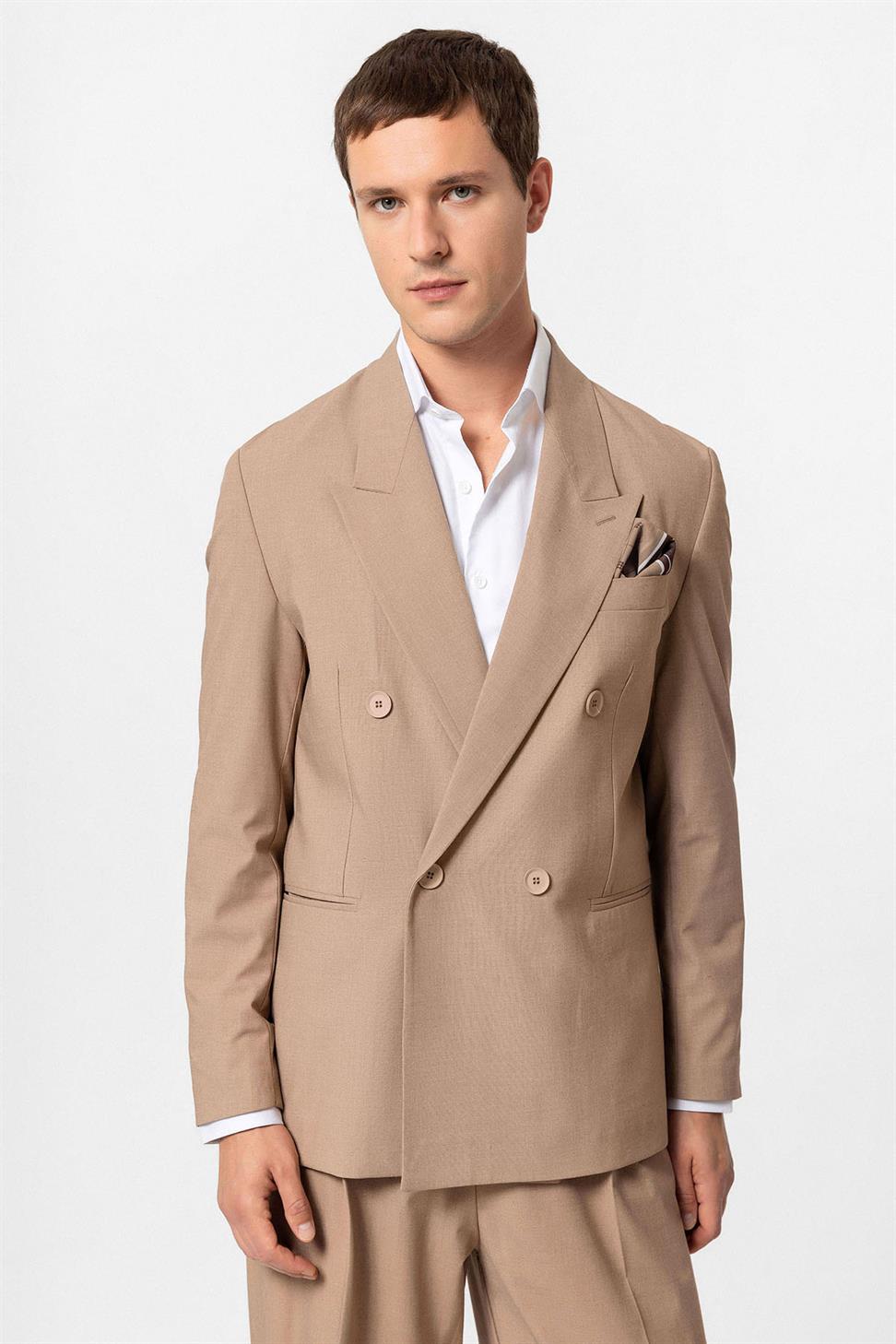 Single Button Double-breasted Mens Blazer Jacket