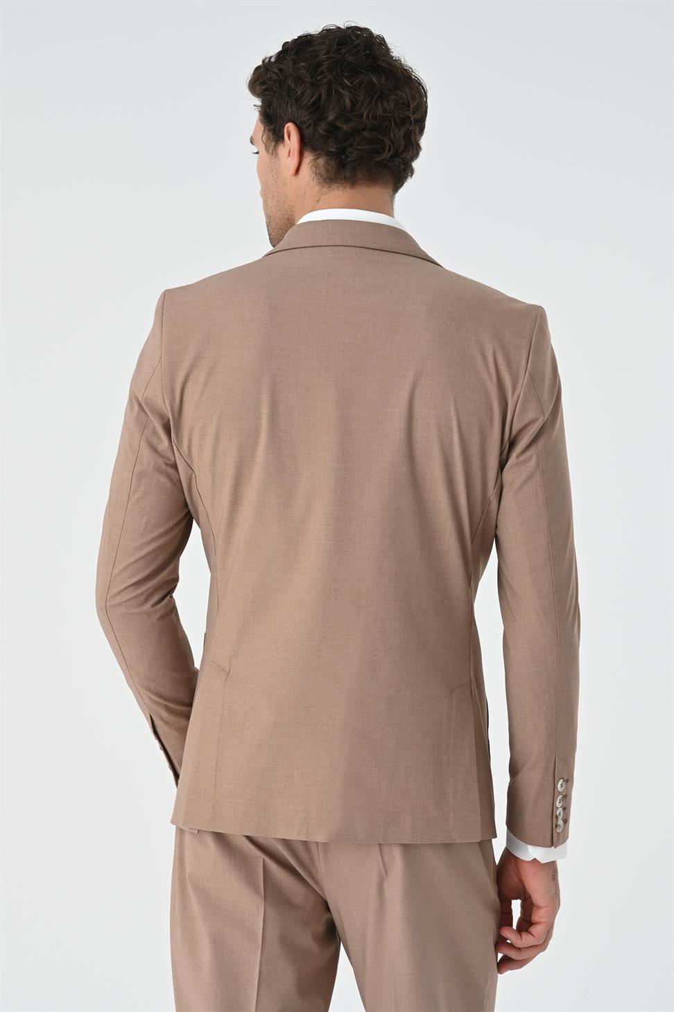 Antioch Açık Kahve Torba Cepli Tek Düğme Erkek Ceket