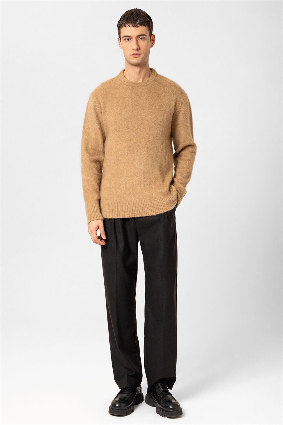 Antioch Açık Kahve Yün Görünümlü Erkek Kazak