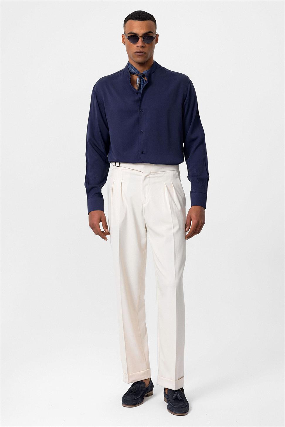 قميص رجالي بياقة القاضي بياقة عادية