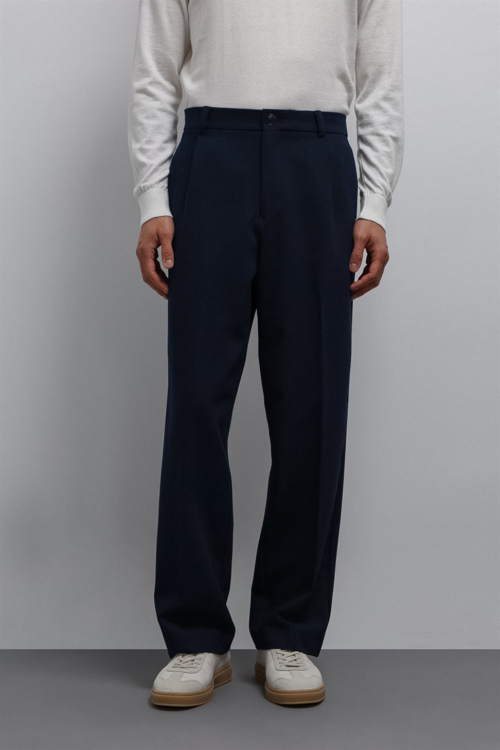 Antioch Açık Lacivert Relax Fit Baggy Pilili Erkek Pantolon