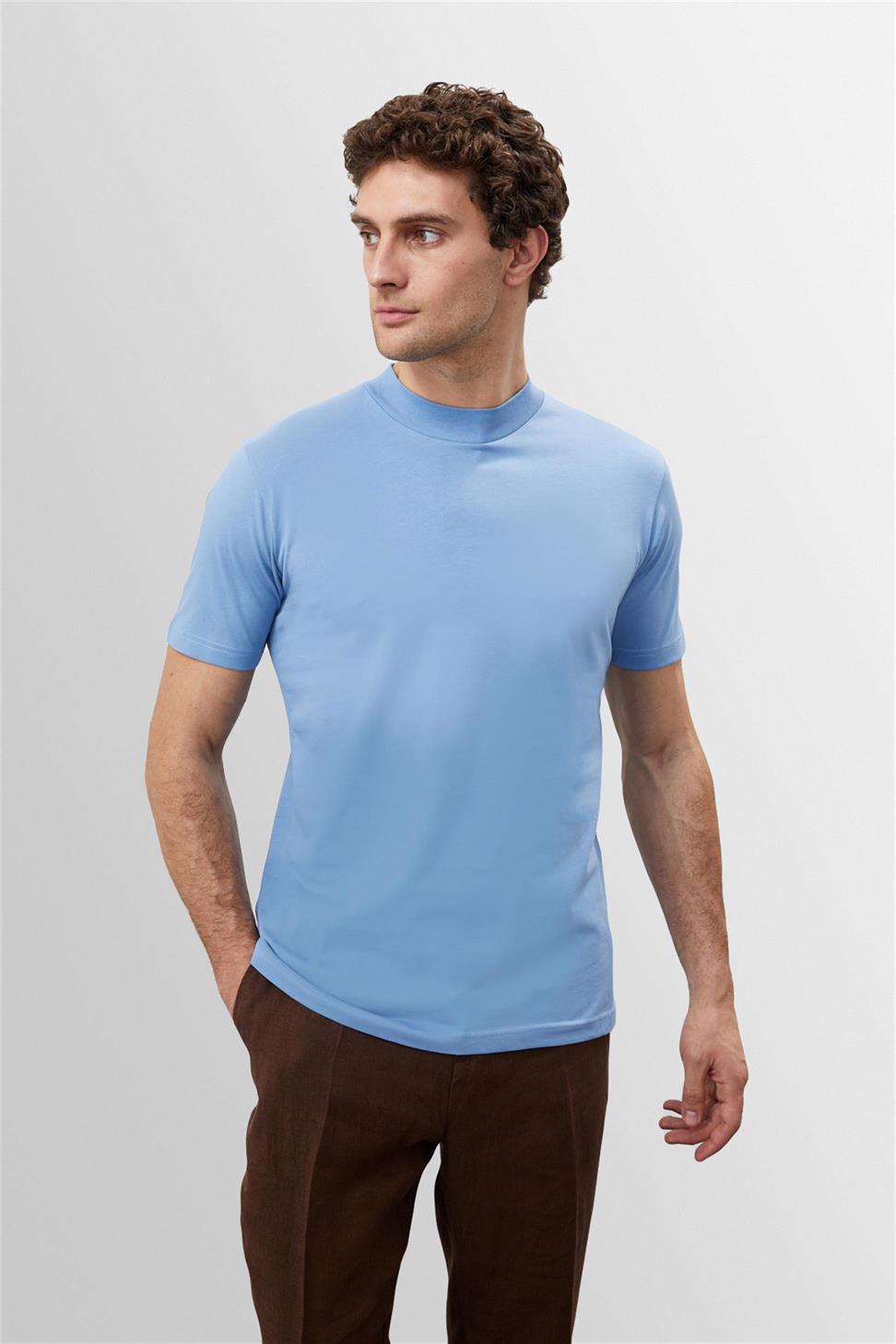 Antioch Açık Mavi Slim Fit Basic T-Shirt