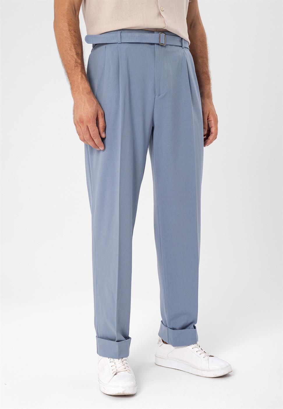 ارتفاع الخصر مطوي بنطال كاجوال مناسب للرجال