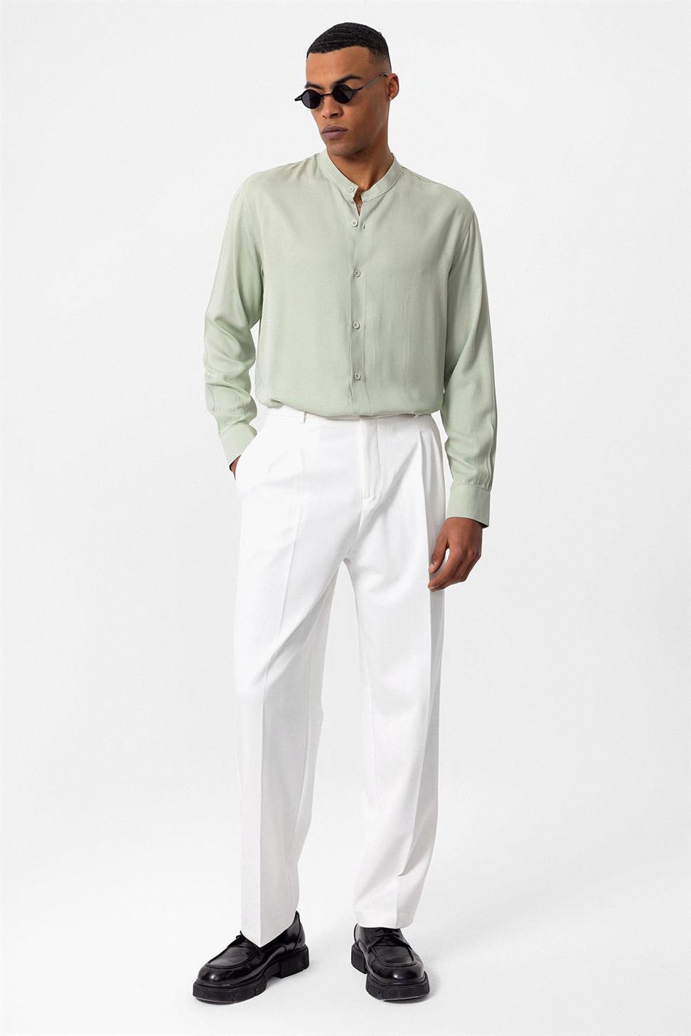 قميص رجالي بياقة القاضي بياقة عادية