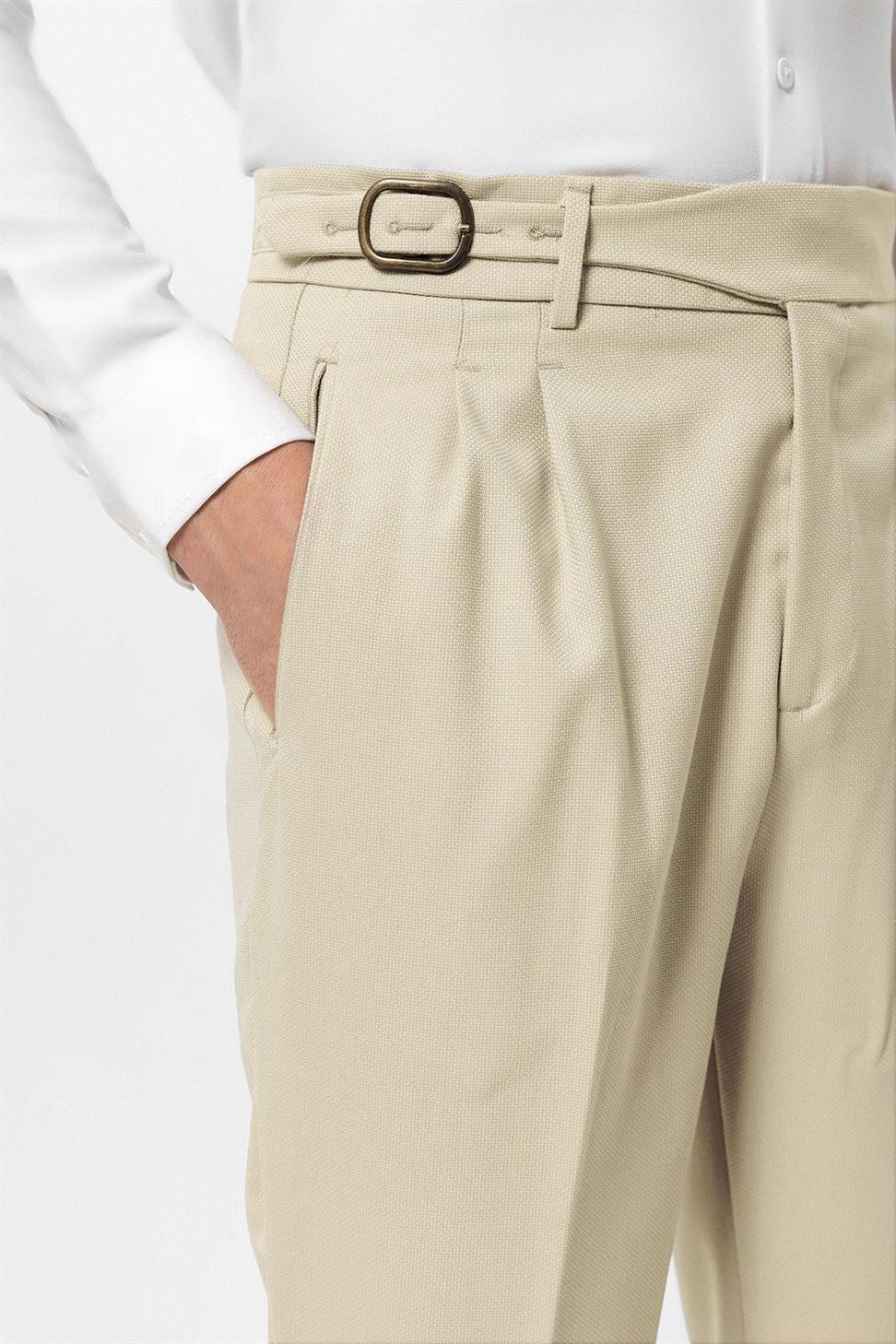 ارتفاع الخصر مشبك مطوي سراويل مفصلة للرجال