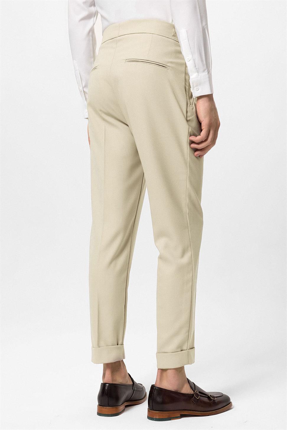 ارتفاع الخصر مشبك مطوي سراويل مفصلة للرجال