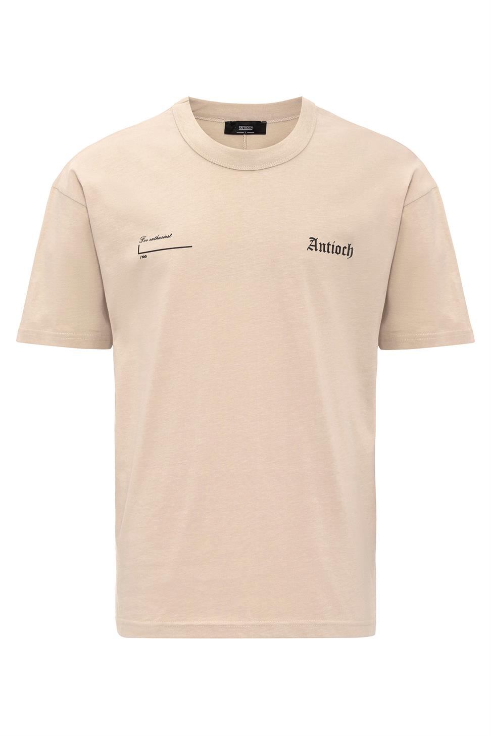 تي شيرت أنطاكية مطبوع بقصة ضيقة للرجال