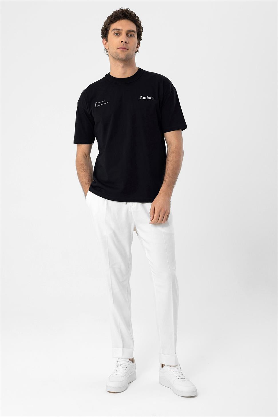 تي شيرت أنطاكية مطبوع بقصة ضيقة للرجال