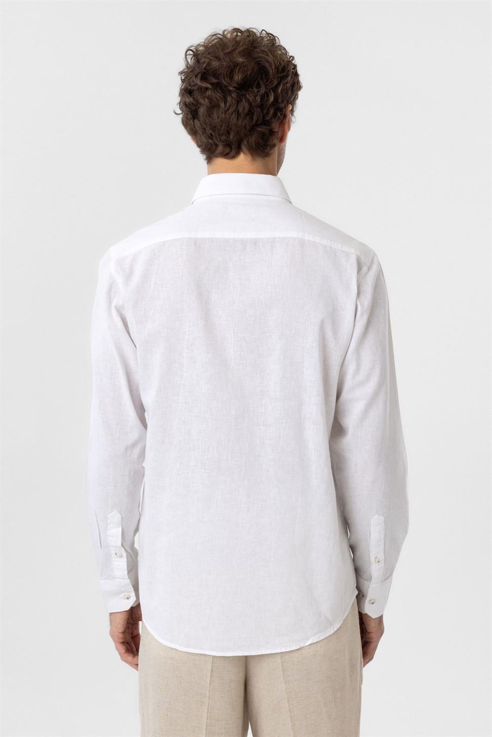 قميص رجالي من مزيج الكتان
