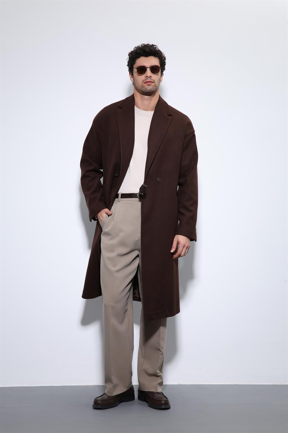 معطف رجالي كبير الحجم بحزام