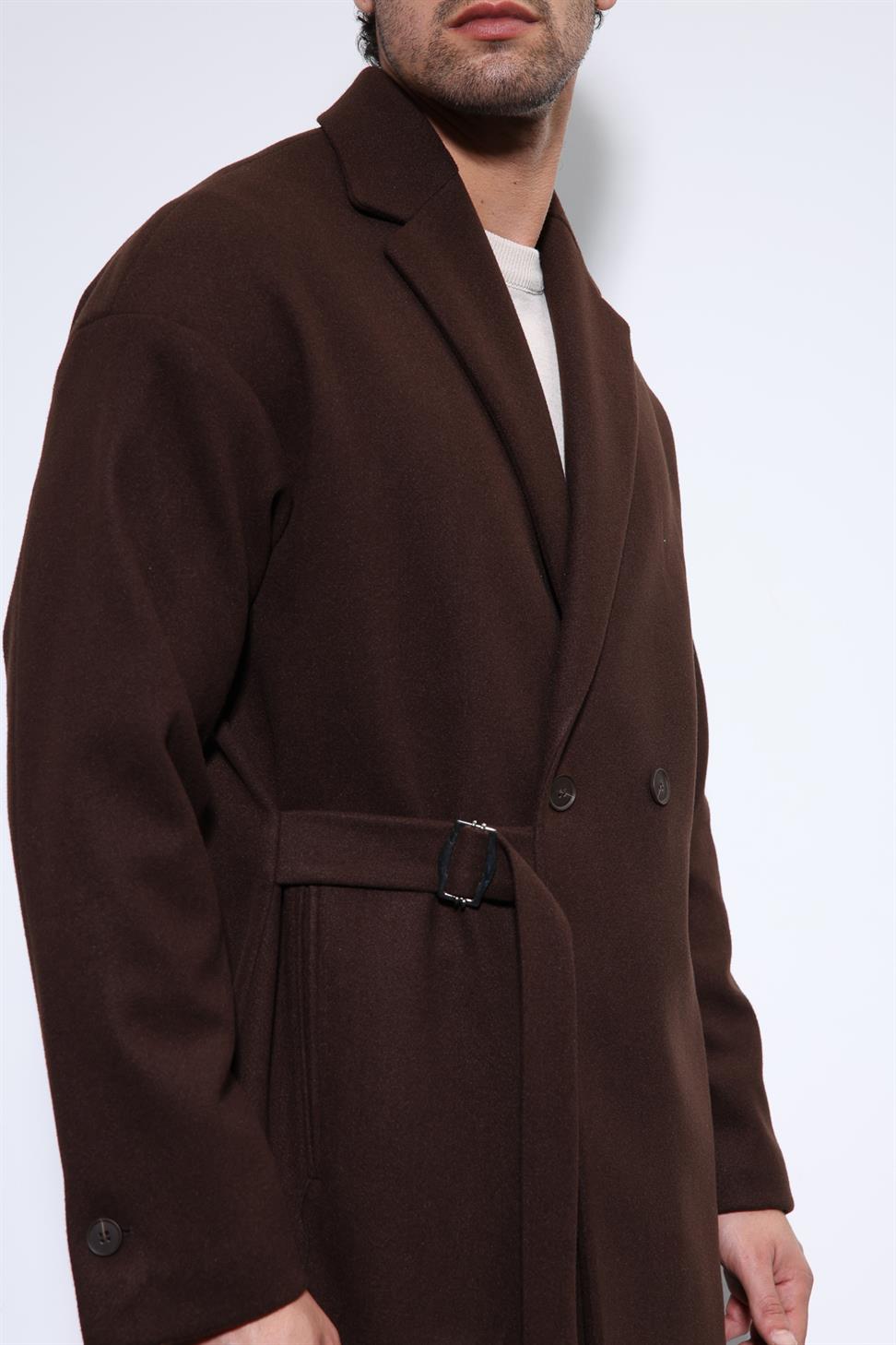 معطف رجالي كبير الحجم بحزام