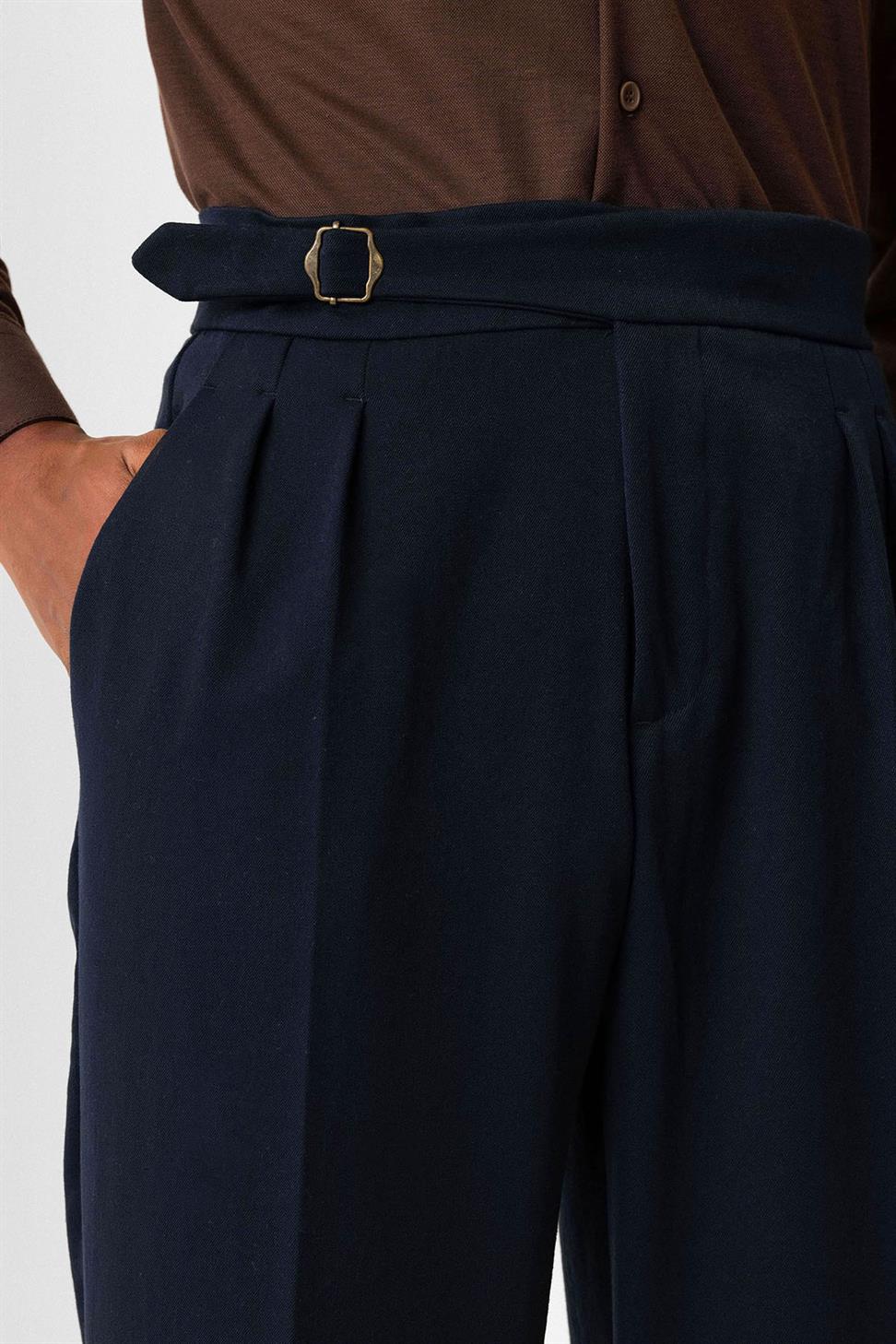 مشبك مفصل مطوي سراويل عالية الخصر للرجال