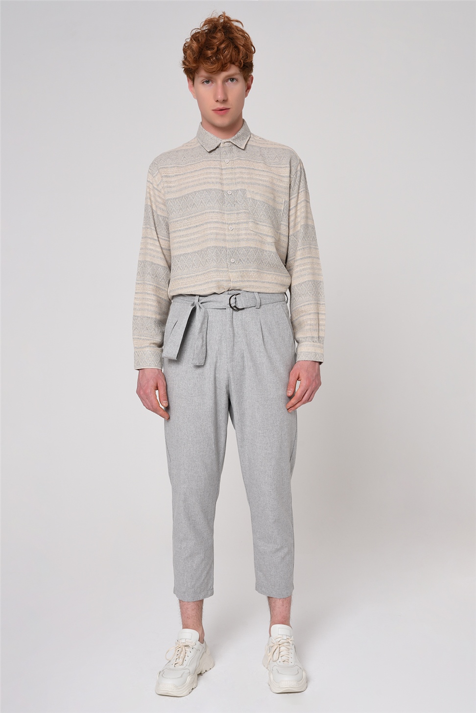 بنطال Boyfriend بحزام الخصر