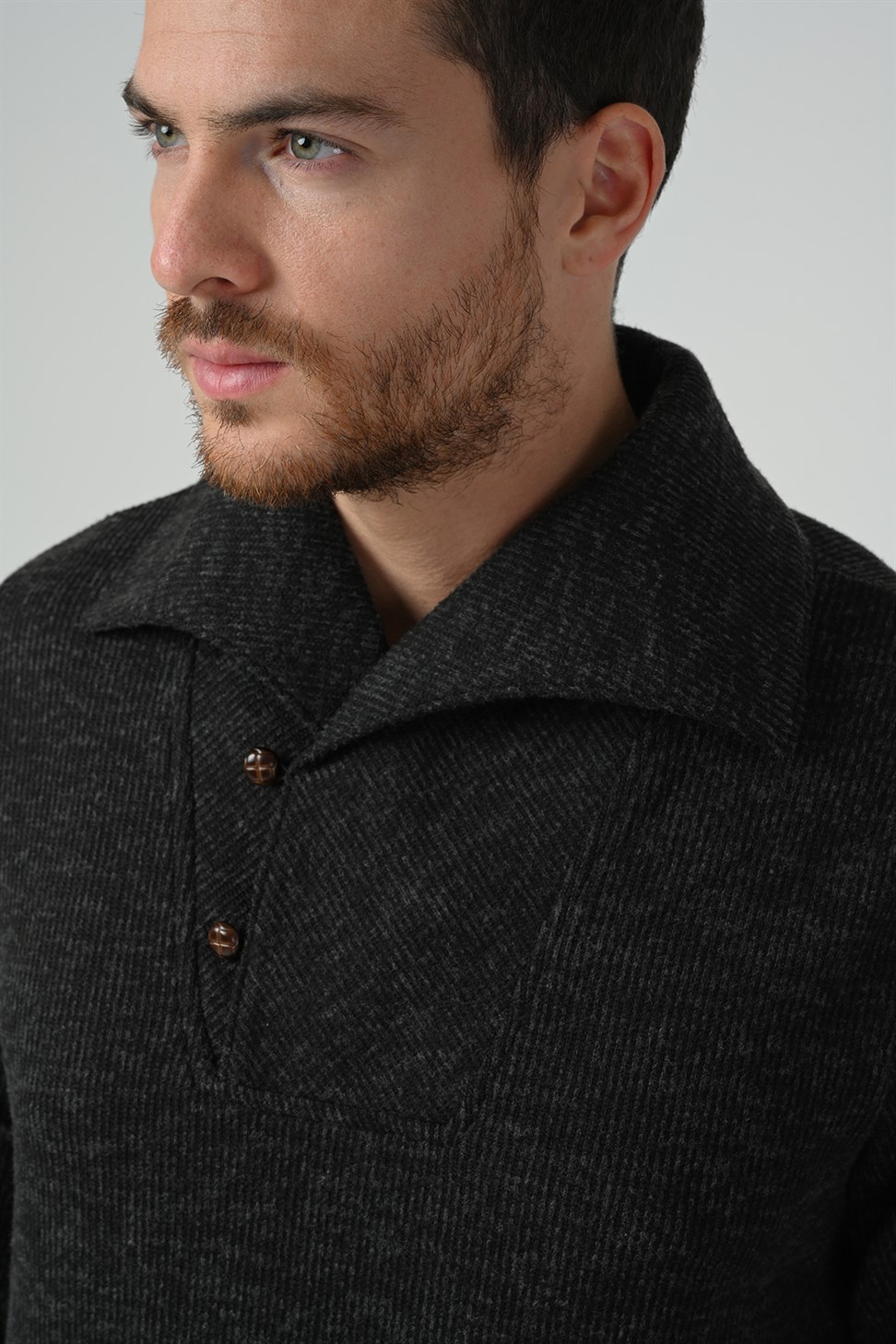 زر مفصلة البلوز الرجال ذوي الياقات العالية