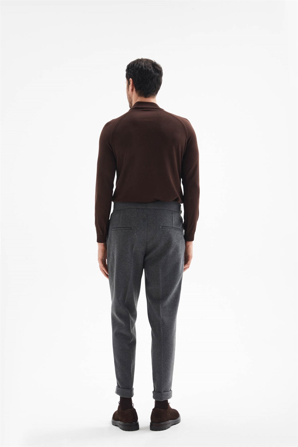 ارتفاع الخصر مشبك الحزام السراويل الكاش مطوي