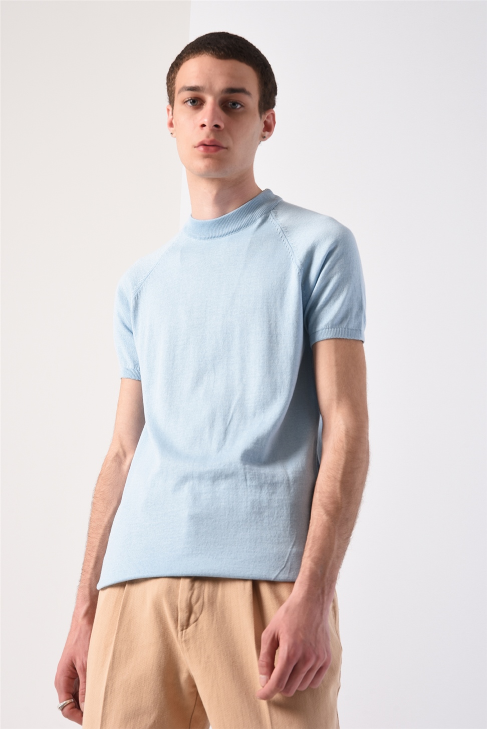 تي شيرت تريكو نصف الياقة المدورة