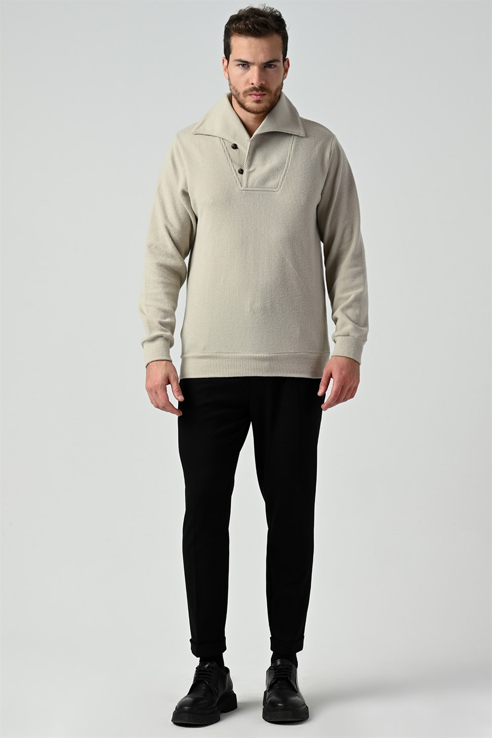 زر مفصلة البلوز الرجال ذوي الياقات العالية