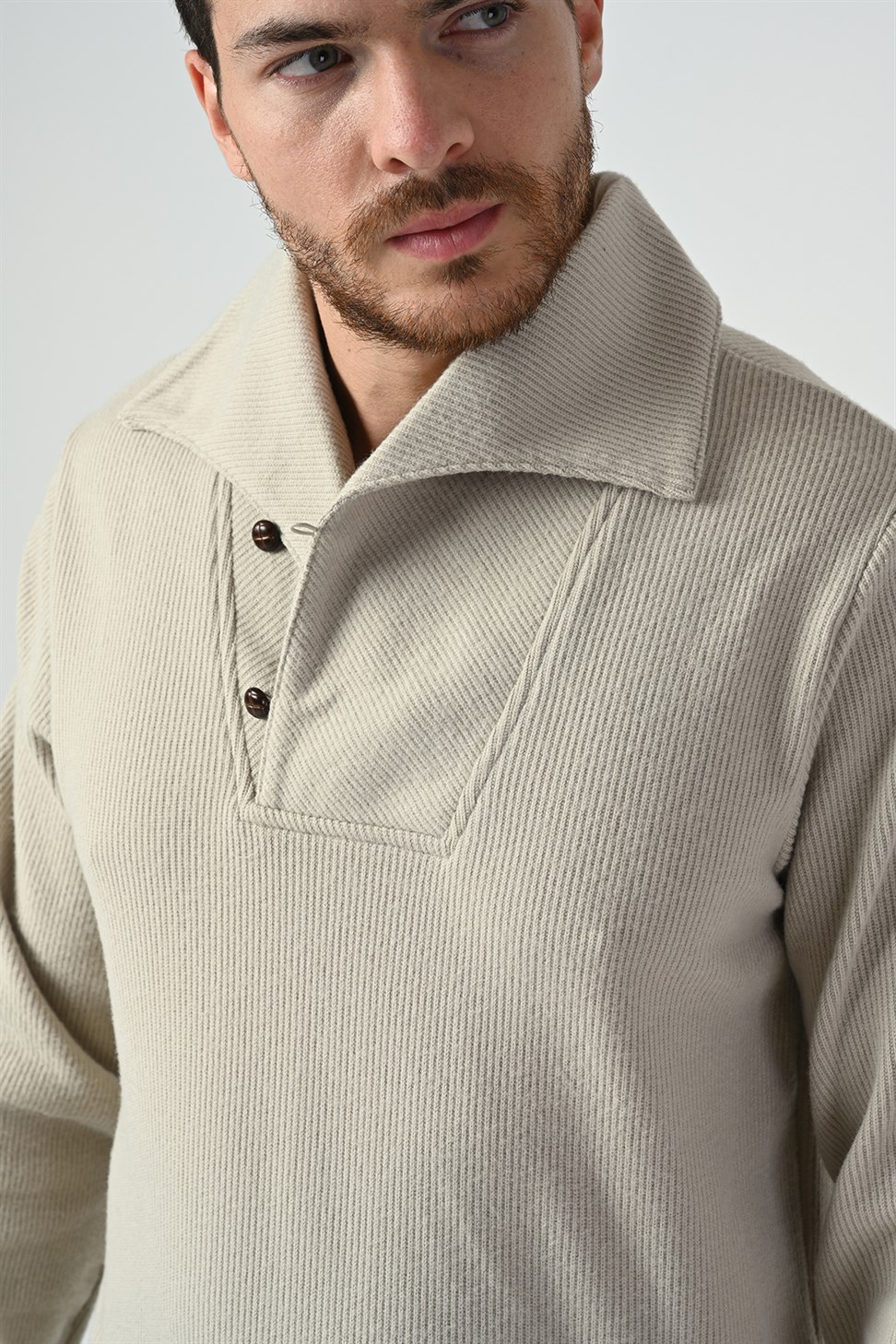 زر مفصلة البلوز الرجال ذوي الياقات العالية