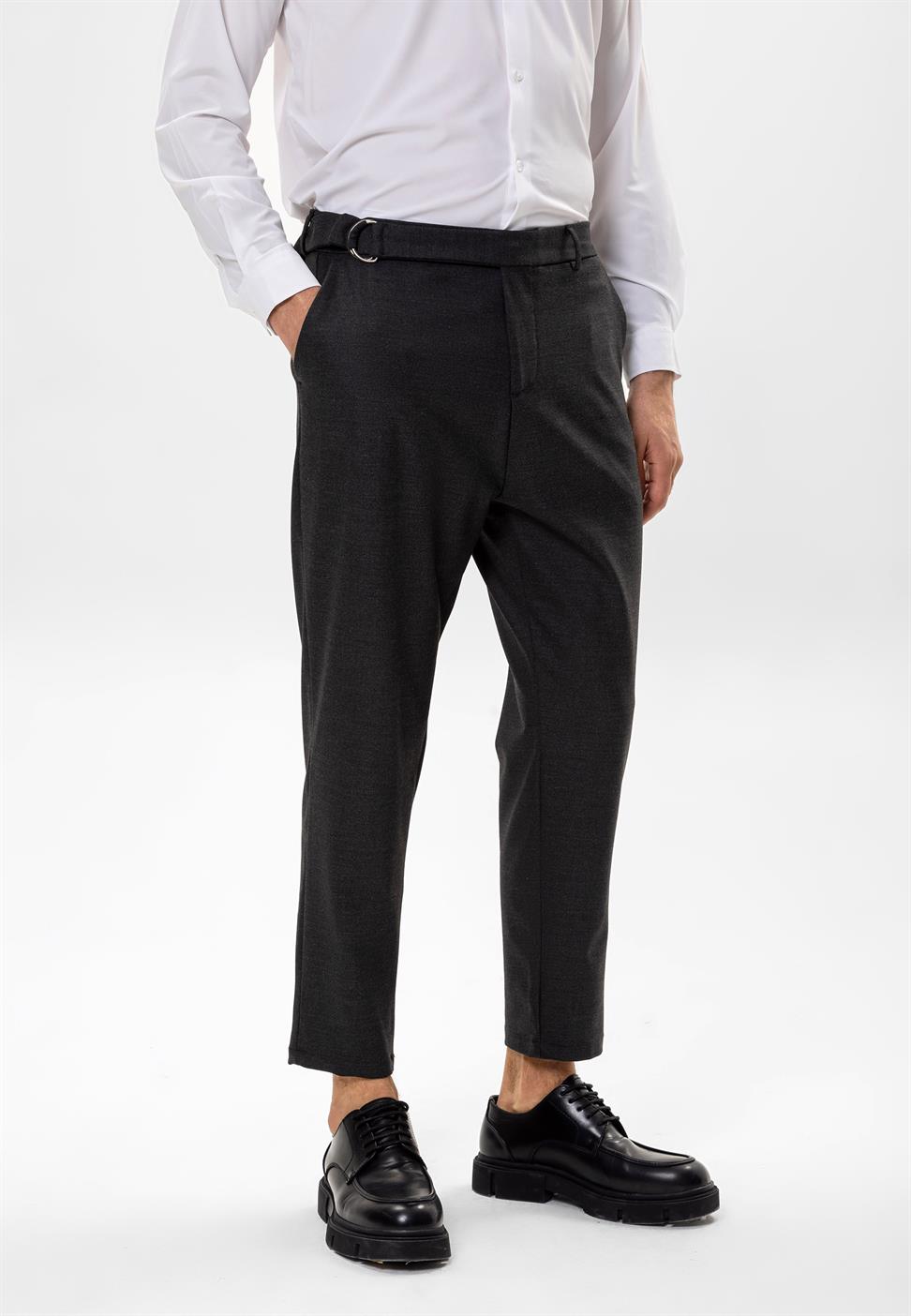 بنطلون رجالي بحزام عالي الخصر