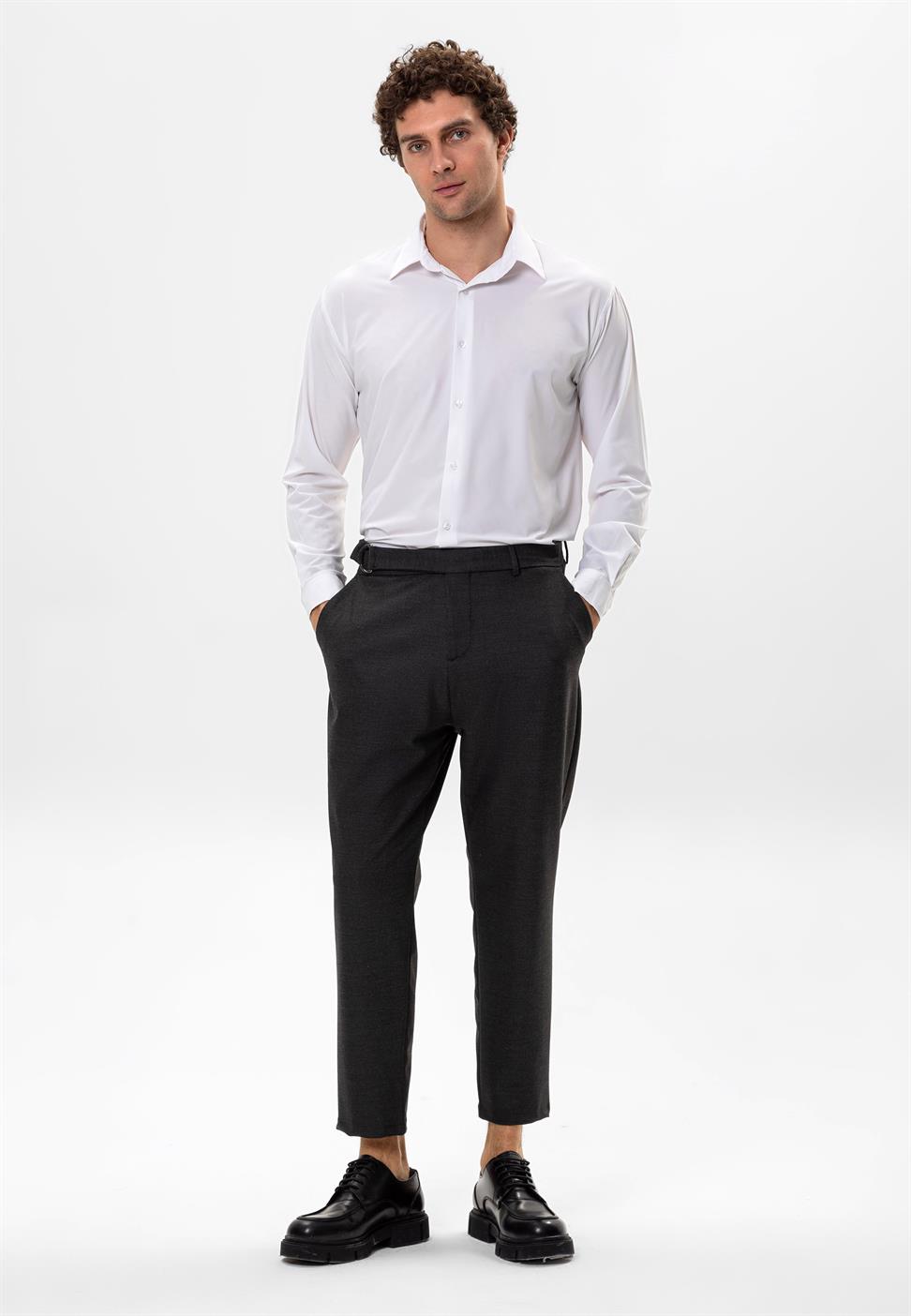 بنطلون رجالي بحزام عالي الخصر