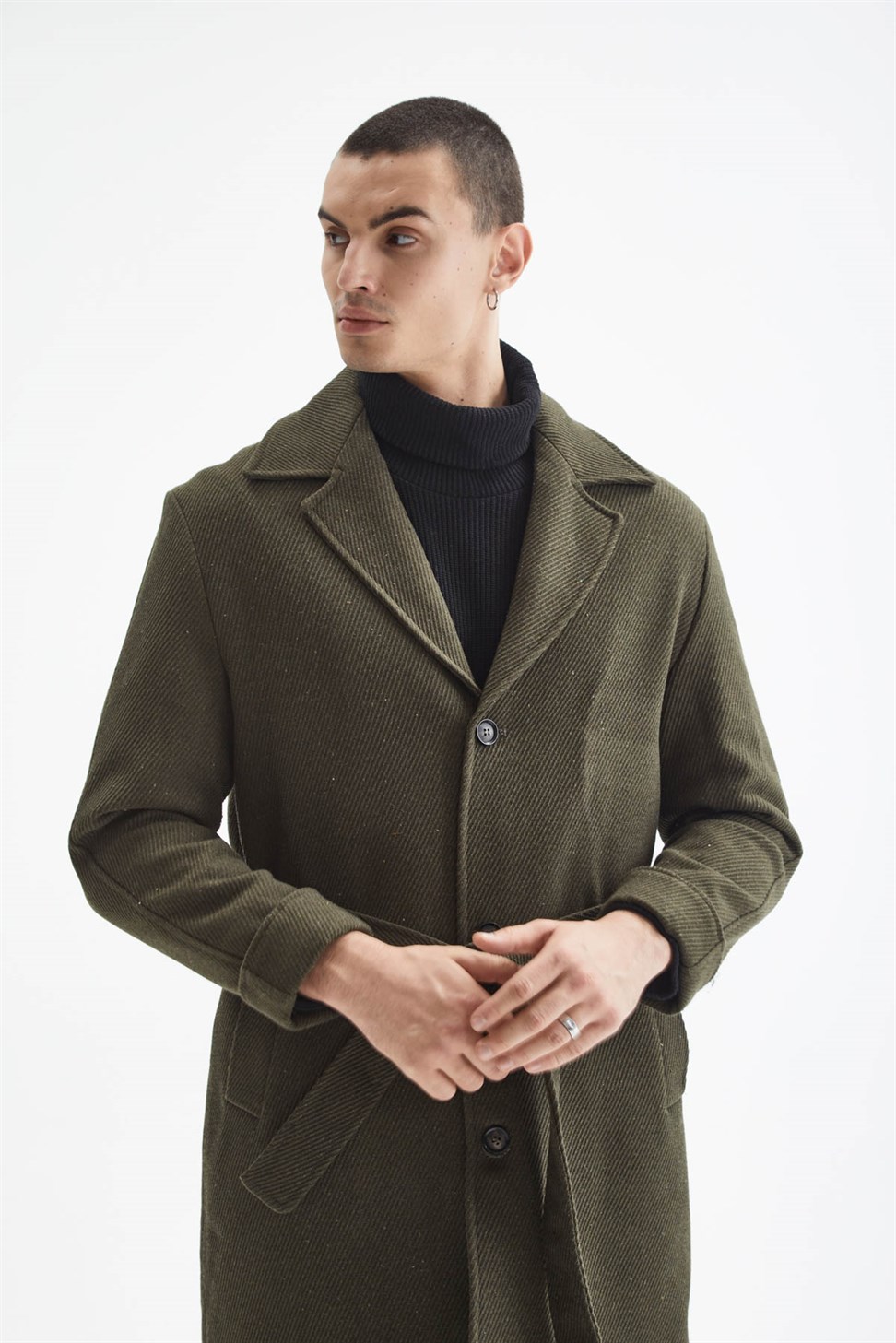 حزام مفصل نمط مضلع معطف الرجال