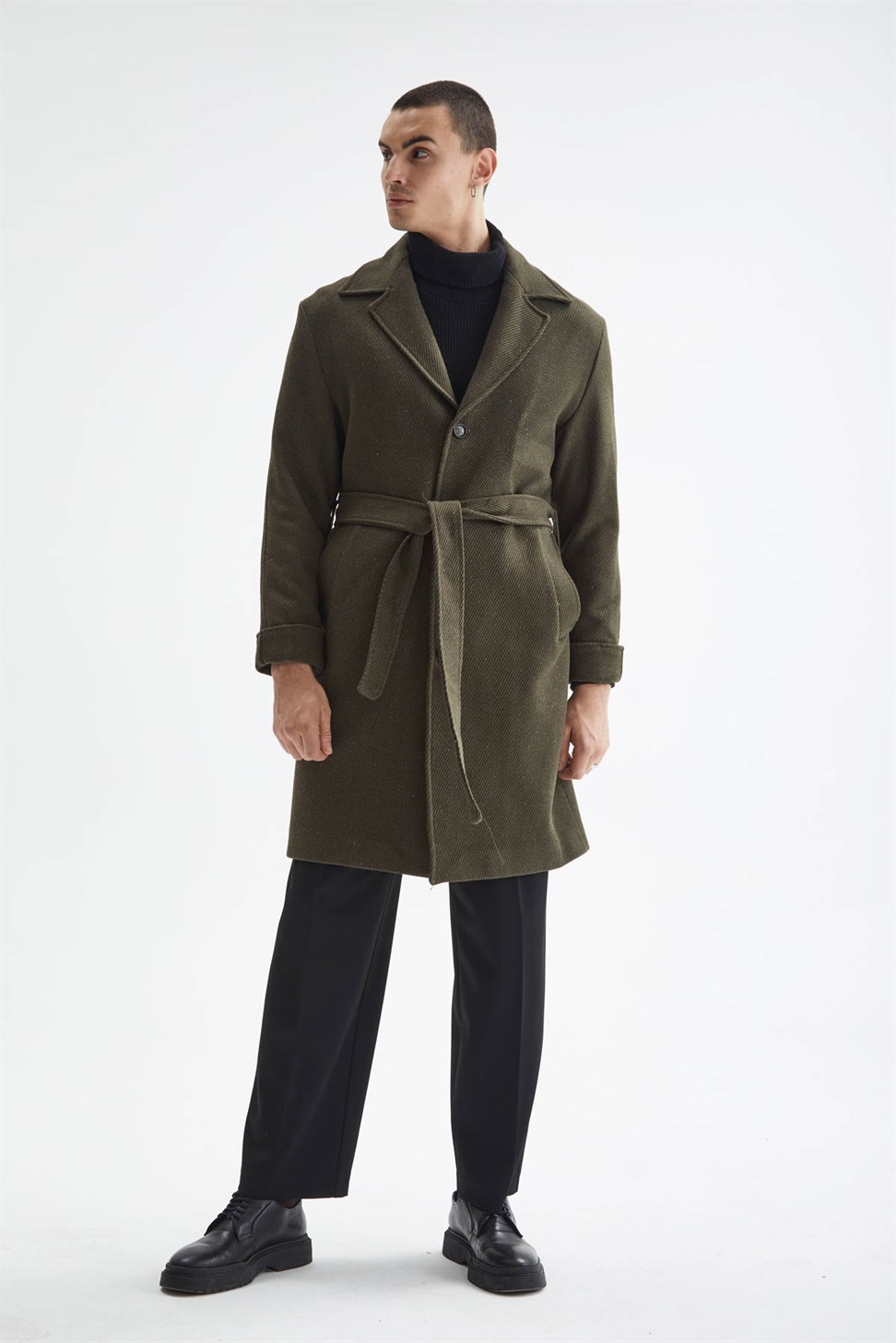 حزام مفصل نمط مضلع معطف الرجال