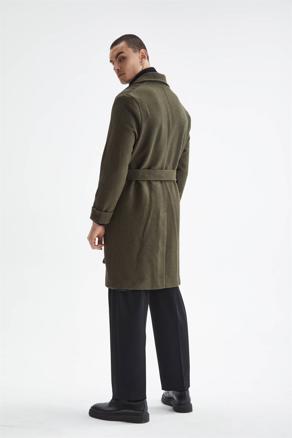 حزام مفصل نمط مضلع معطف الرجال