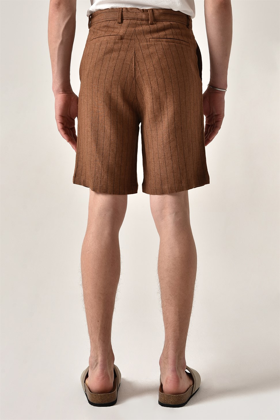 مخطط السراويل الكتان الخصر التعادل