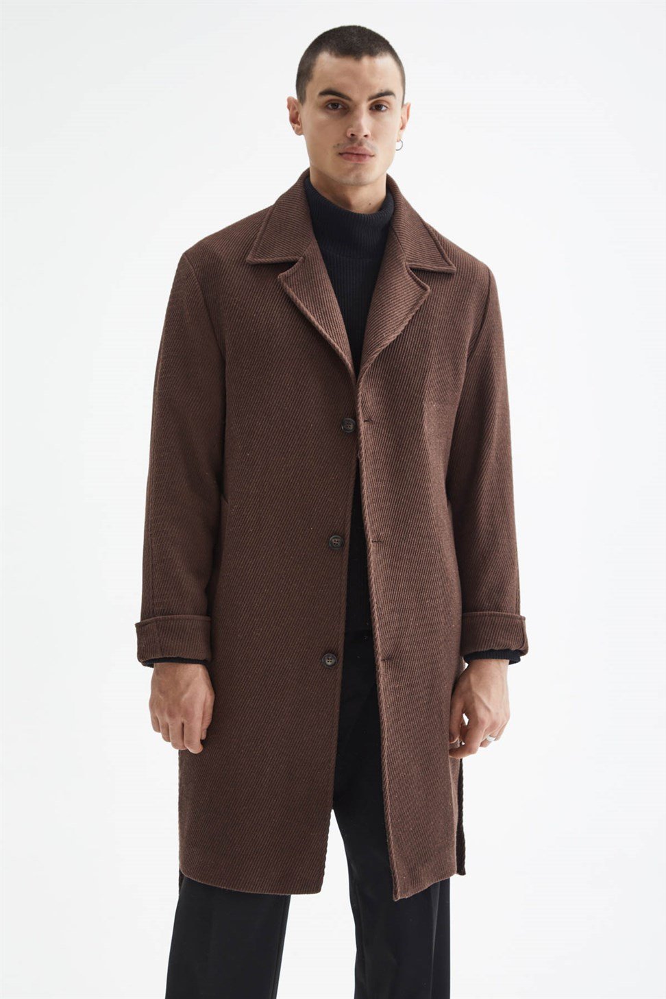 حزام مفصل نمط مضلع معطف الرجال